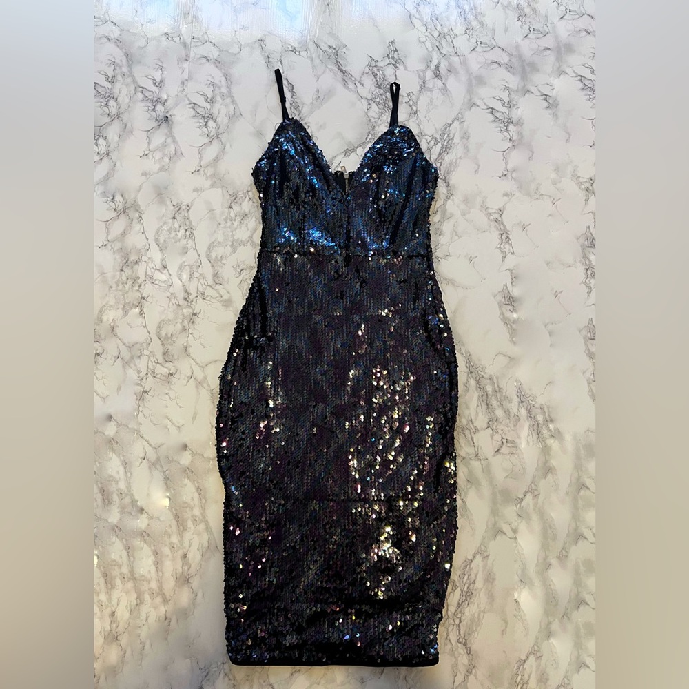 Hot Miami Styles Blue Sequin Dress